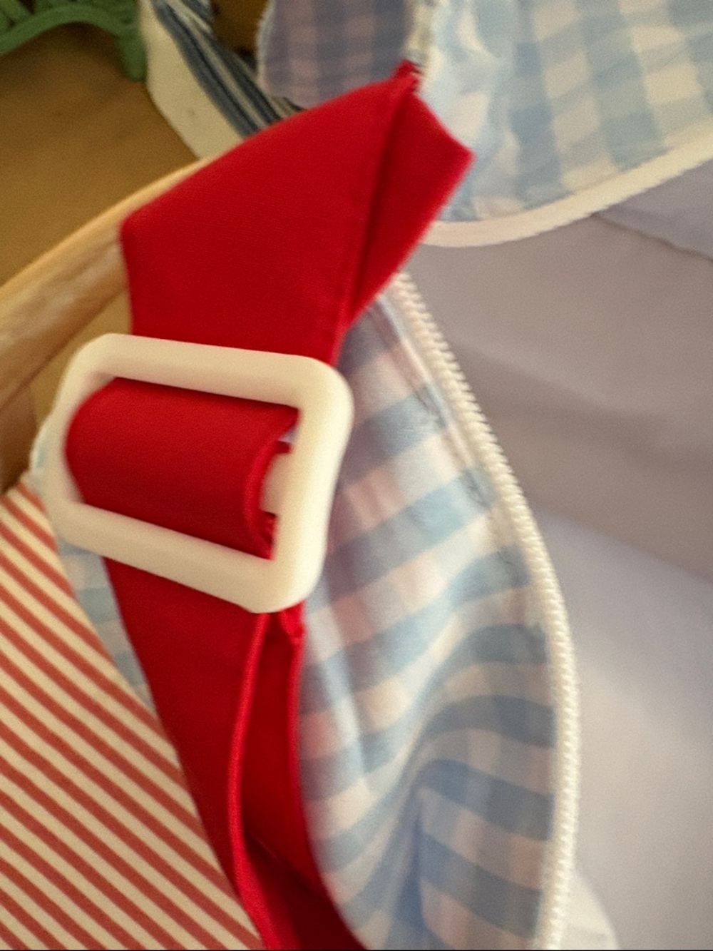 The Beaufort Bonnet Company Light Blue Gingham Tote with Red Straps - Picture 8 of 11